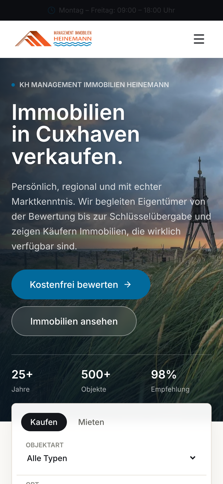 Mobile Ansicht der neuen Heinemann-Website